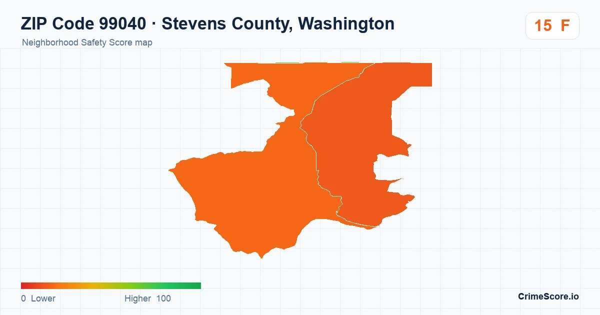 ZIP Code 99040 in Stevens County, Washington neighborhood Safety Score map