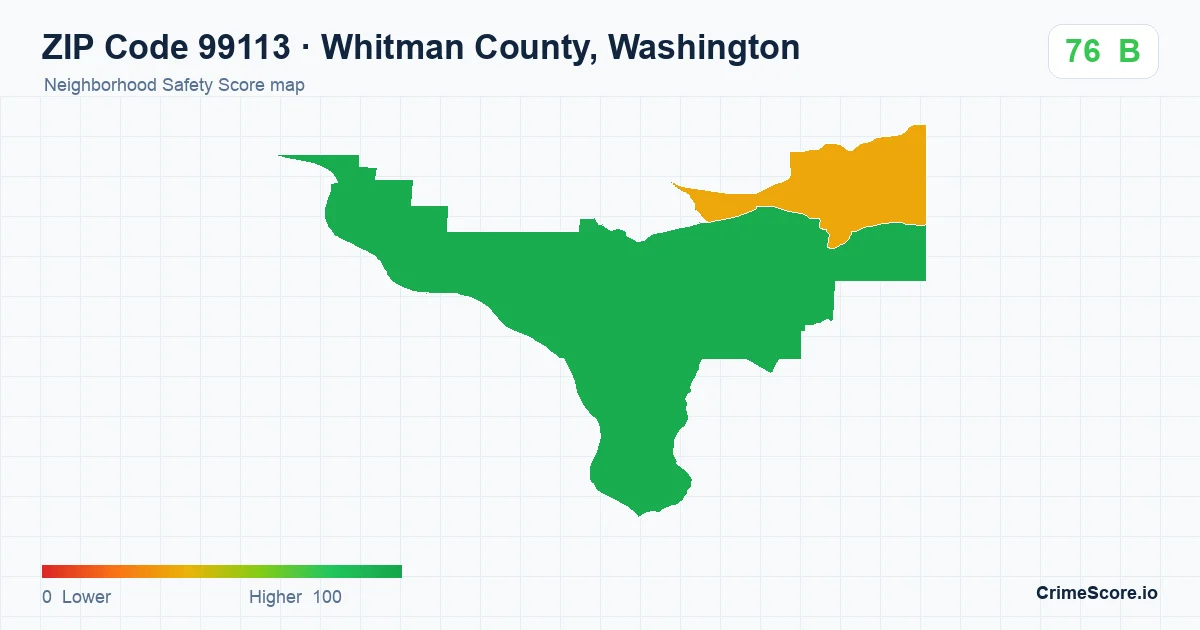 ZIP Code 99113 in Whitman County, Washington neighborhood Safety Score map