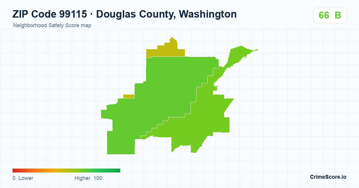 ZIP Code 99115 in Douglas County, Washington neighborhood Safety Score map