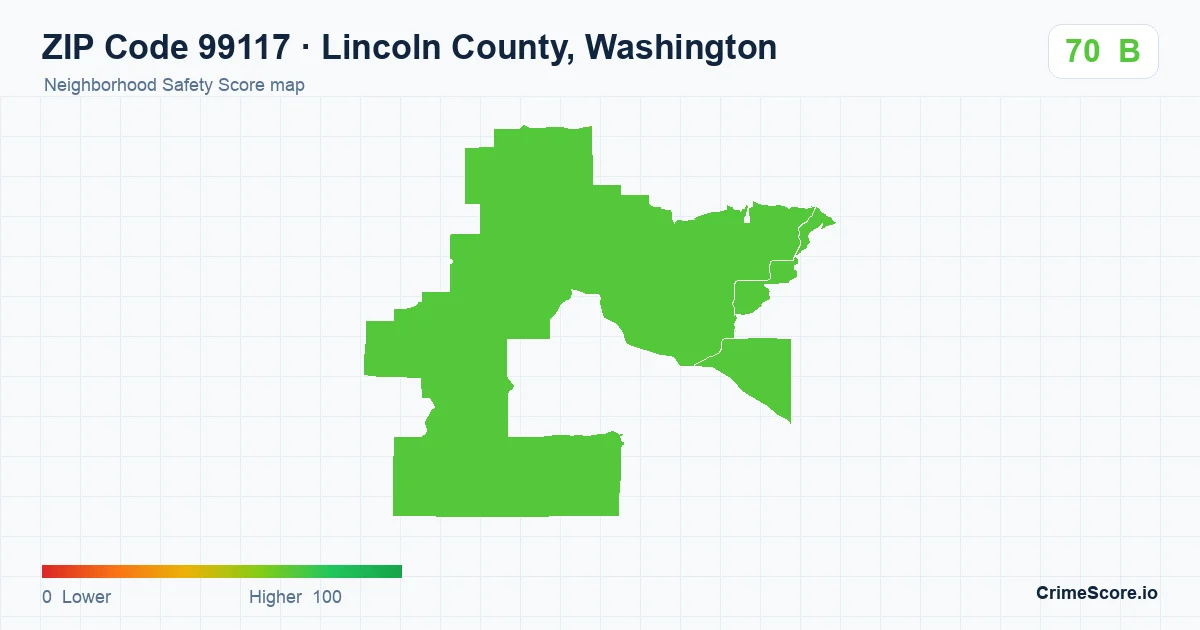 ZIP Code 99117 in Lincoln County, Washington neighborhood Safety Score map