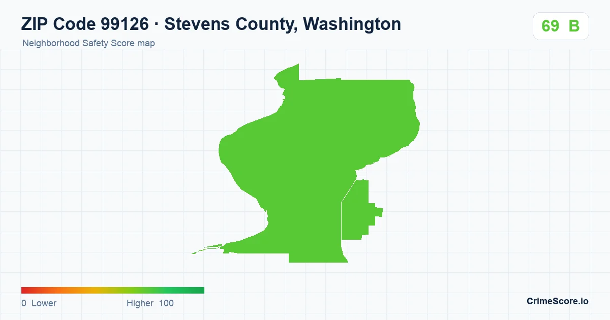 ZIP Code 99126 in Stevens County, Washington neighborhood Safety Score map