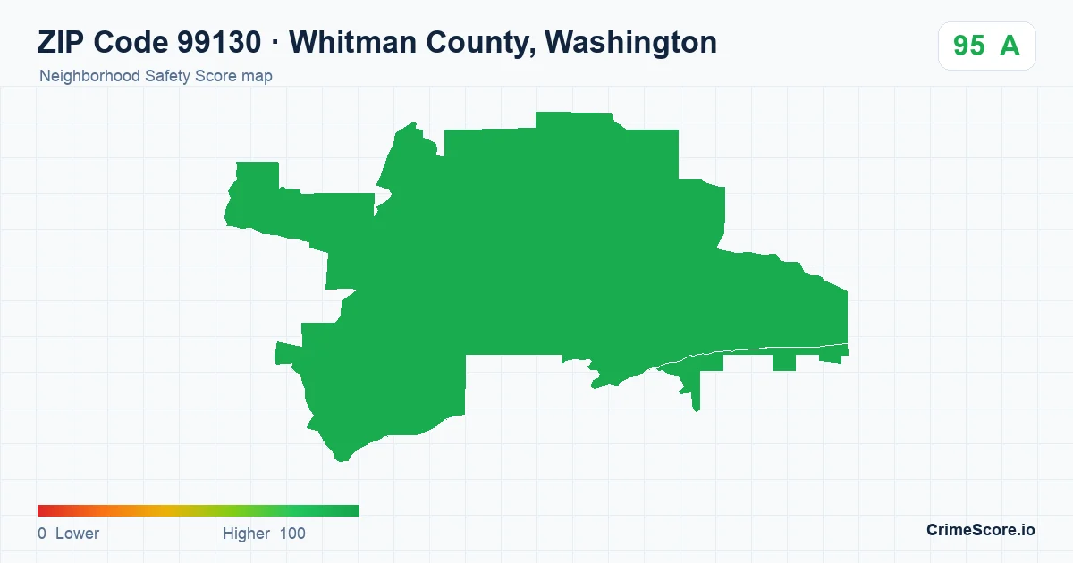 ZIP Code 99130 in Whitman County, Washington neighborhood Safety Score map