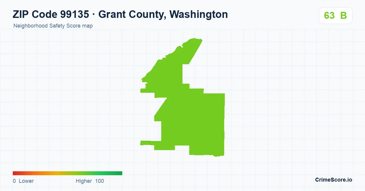 ZIP Code 99135 in Grant County, Washington neighborhood Safety Score map