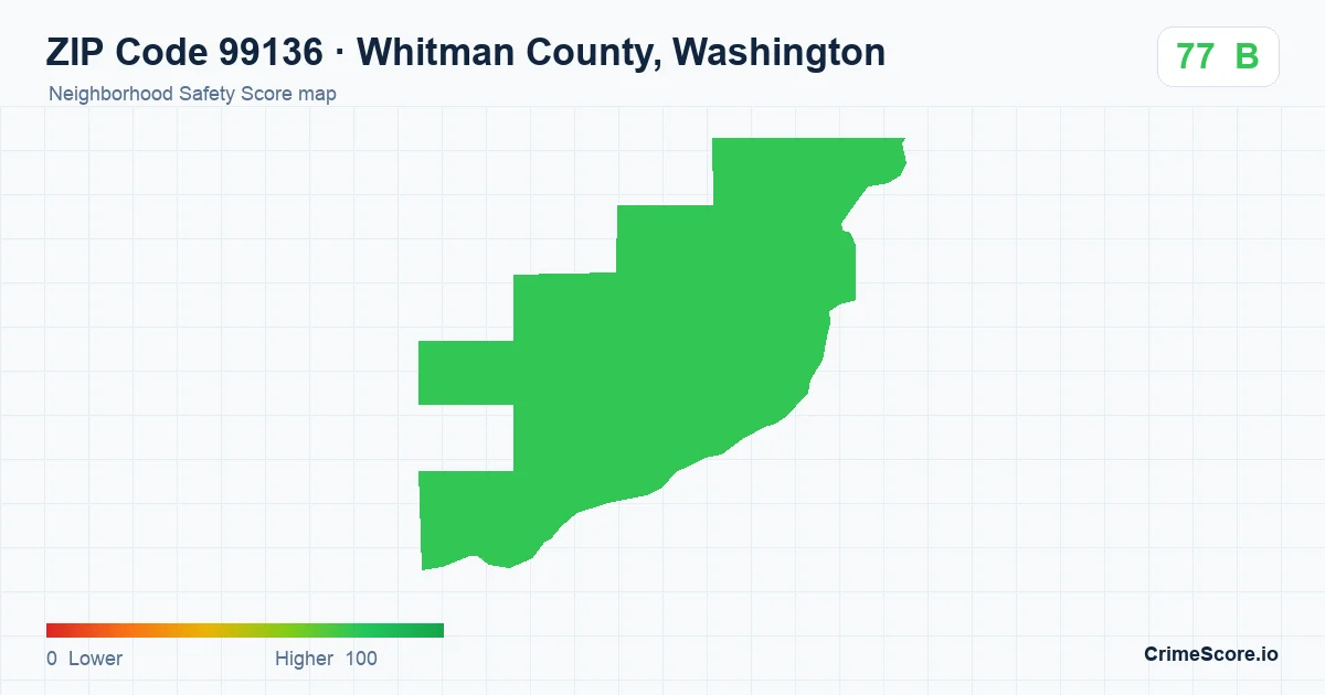 ZIP Code 99136 in Whitman County, Washington neighborhood Safety Score map