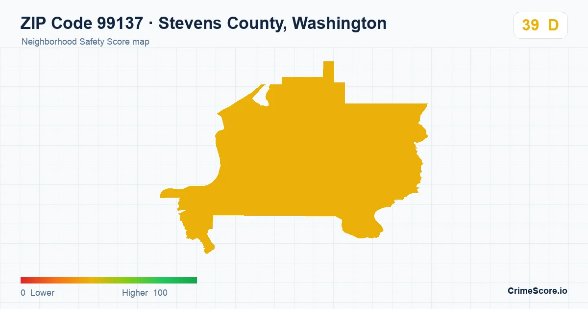 ZIP Code 99137 in Stevens County, Washington neighborhood Safety Score map