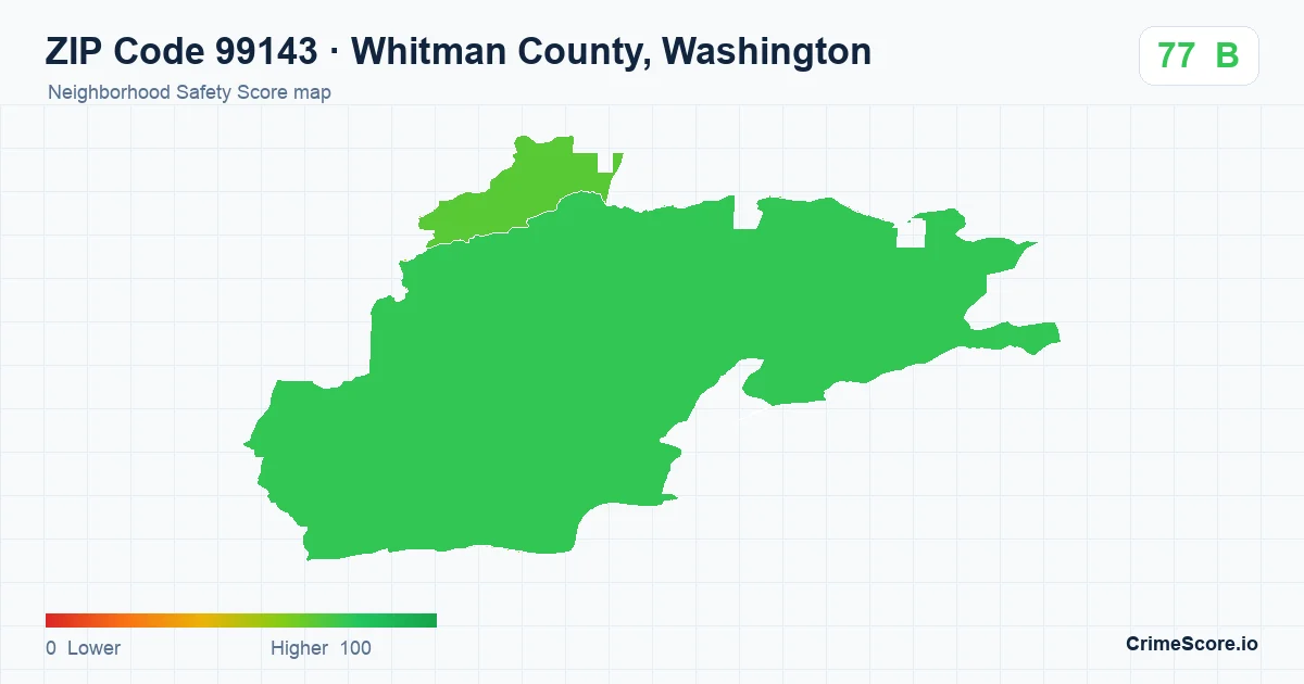 ZIP Code 99143 in Whitman County, Washington neighborhood Safety Score map