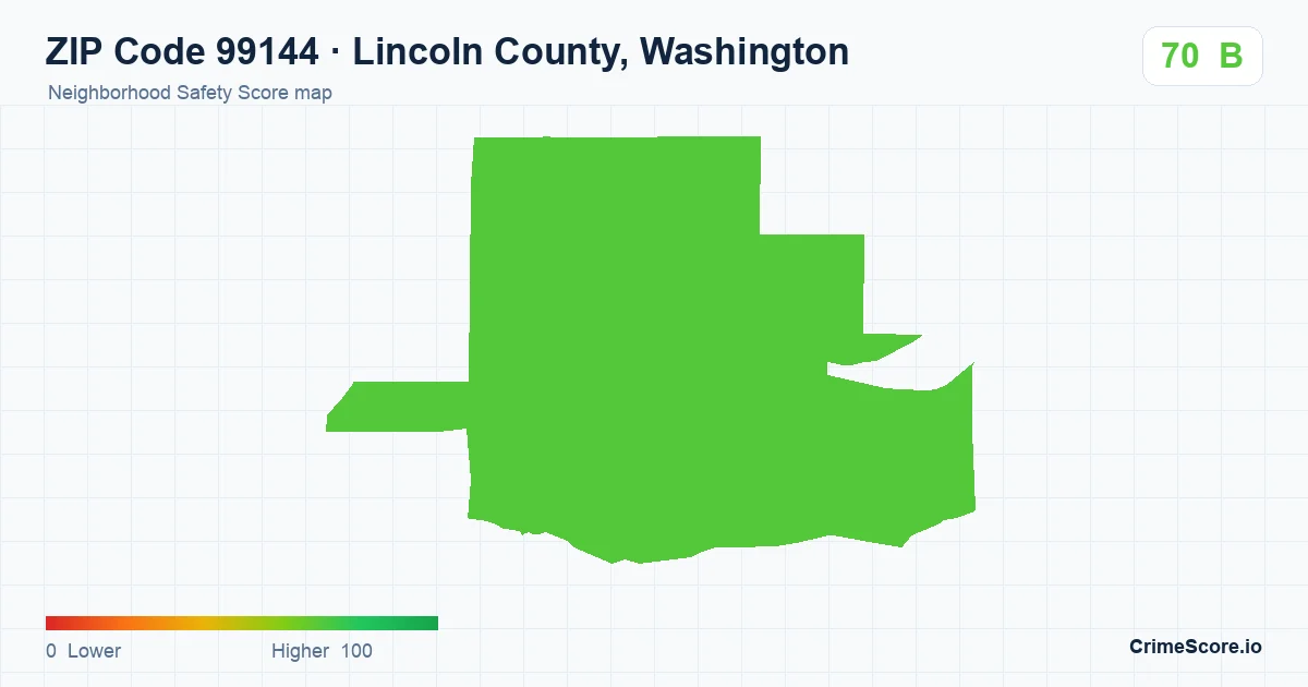 ZIP Code 99144 in Lincoln County, Washington neighborhood Safety Score map