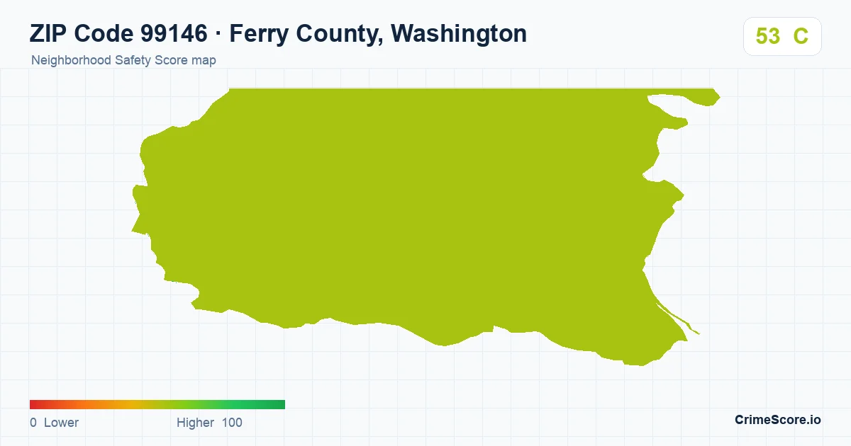 ZIP Code 99146 in Ferry County, Washington neighborhood Safety Score map