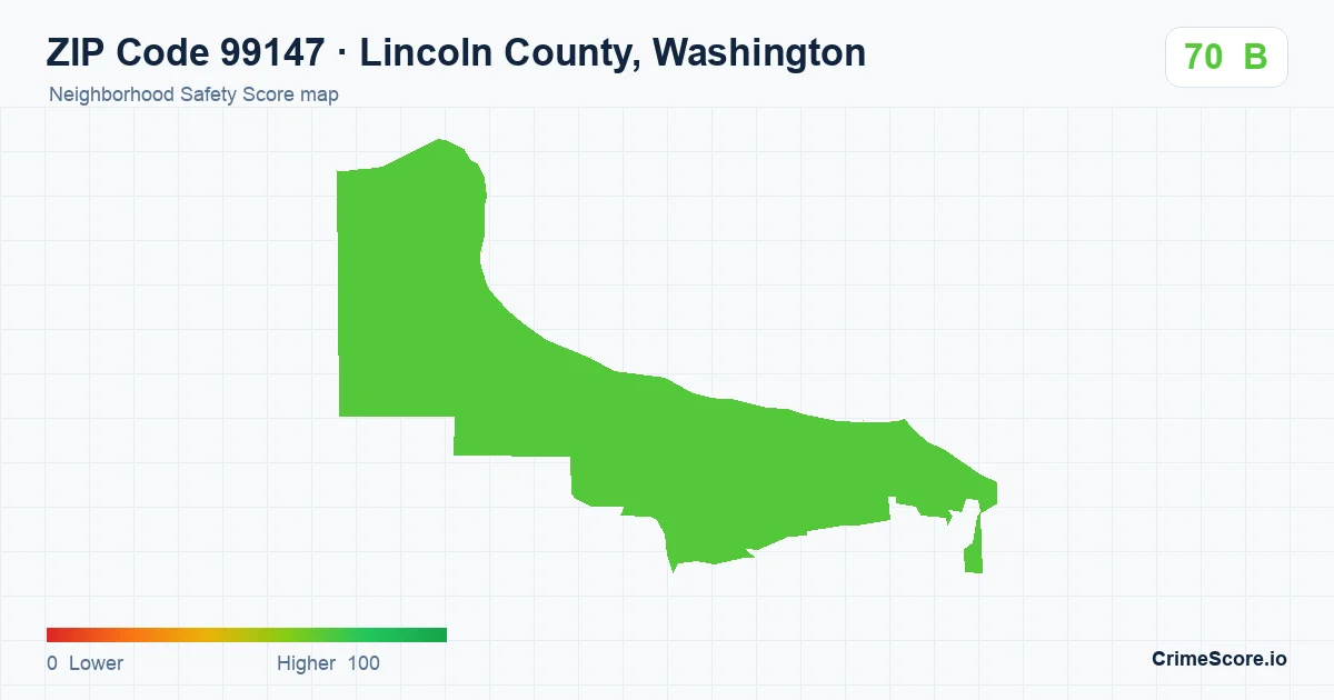 ZIP Code 99147 in Lincoln County, Washington neighborhood Safety Score map
