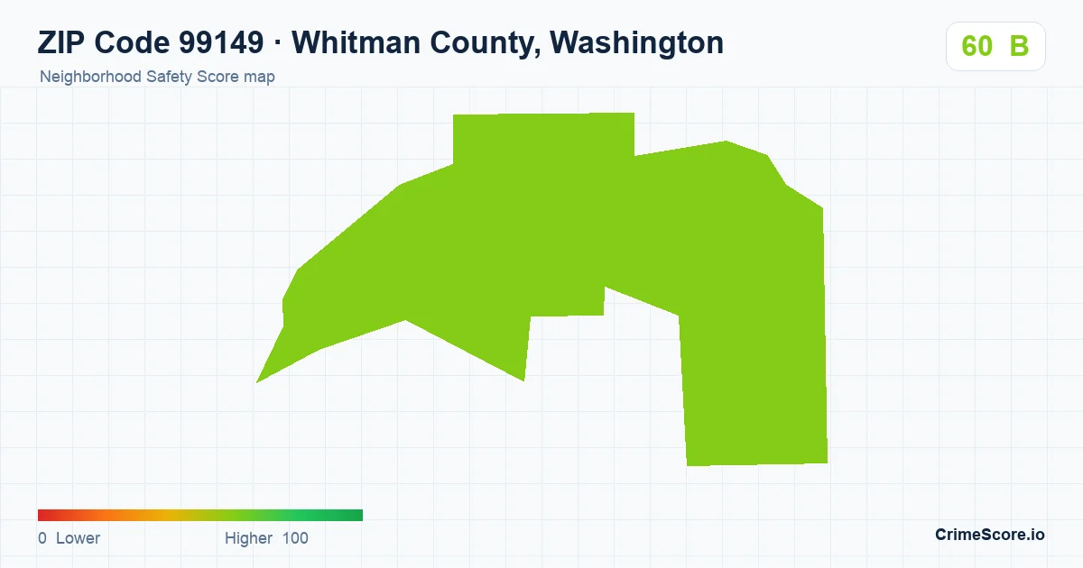 ZIP Code 99149 in Whitman County, Washington neighborhood Safety Score map