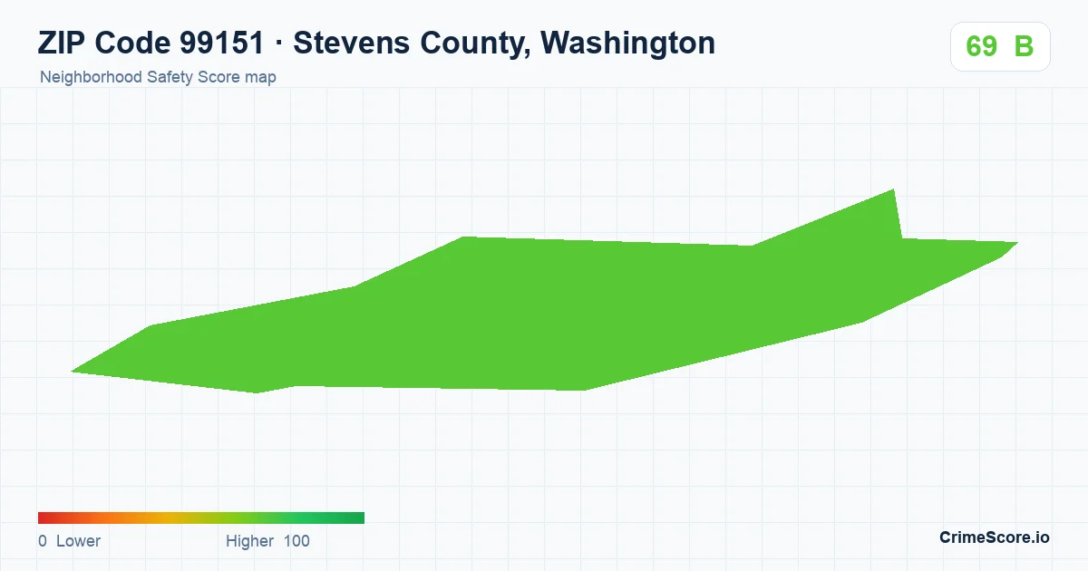 ZIP Code 99151 in Stevens County, Washington neighborhood Safety Score map