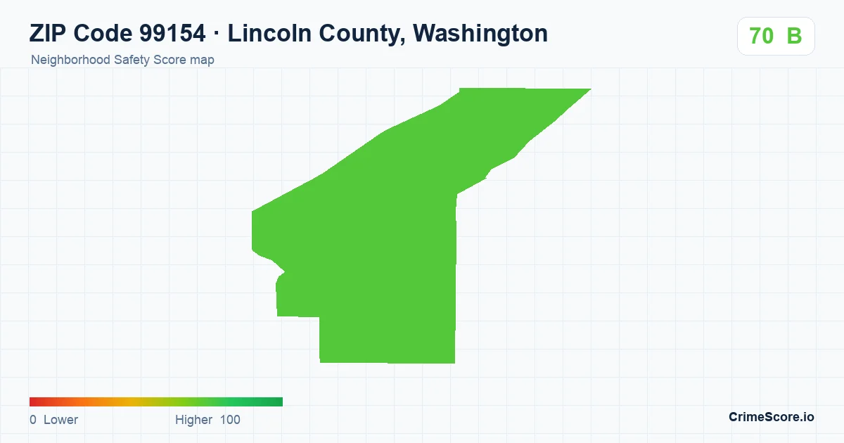 ZIP Code 99154 in Lincoln County, Washington neighborhood Safety Score map
