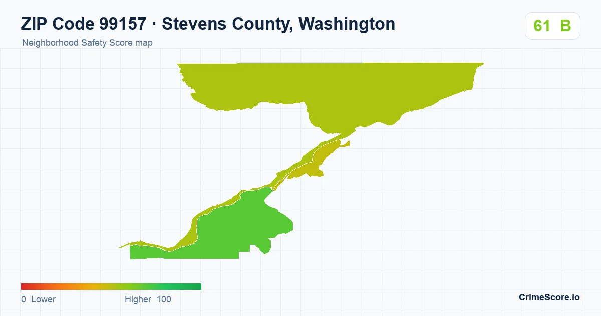 ZIP Code 99157 in Stevens County, Washington neighborhood Safety Score map