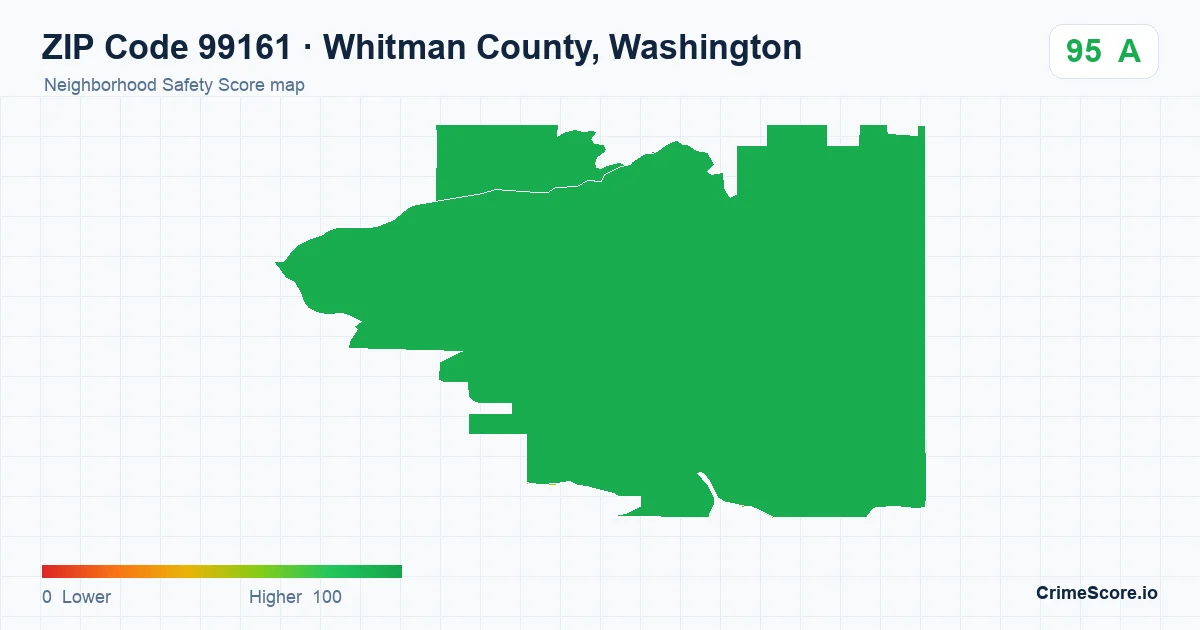ZIP Code 99161 in Whitman County, Washington neighborhood Safety Score map