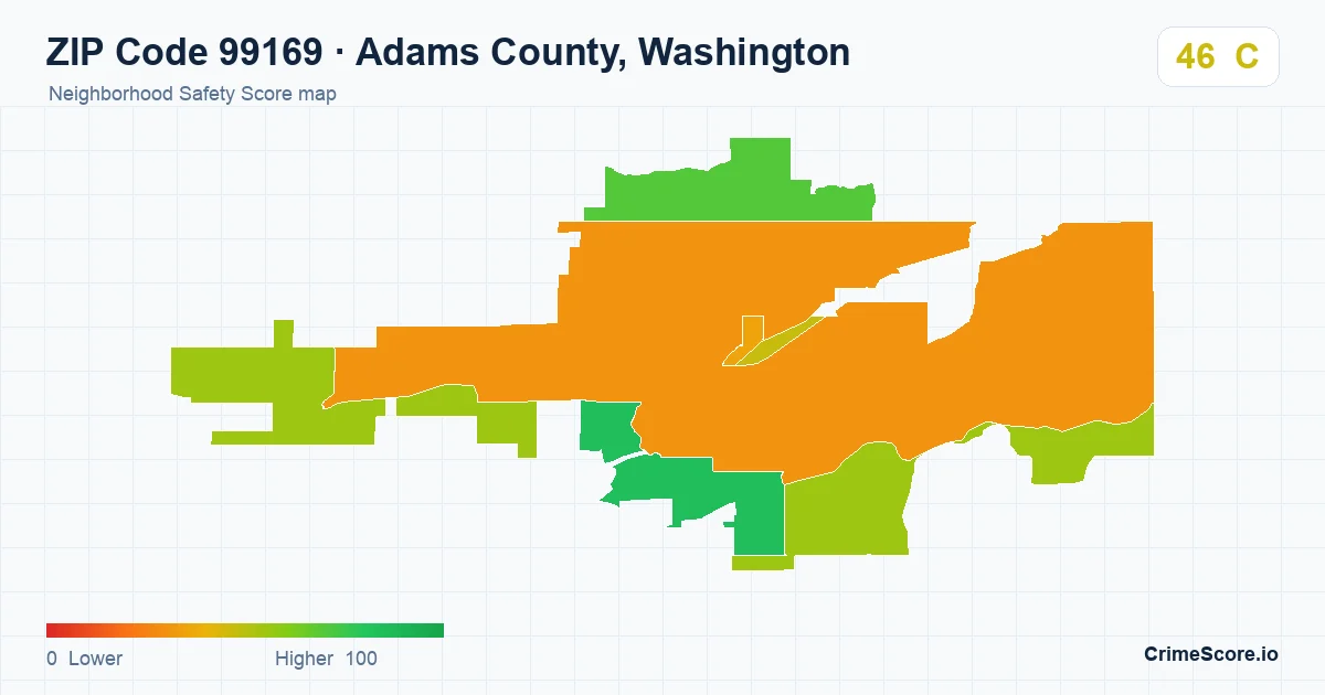 ZIP Code 99169 in Adams County, Washington neighborhood Safety Score map