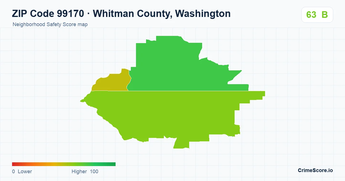 ZIP Code 99170 in Whitman County, Washington neighborhood Safety Score map