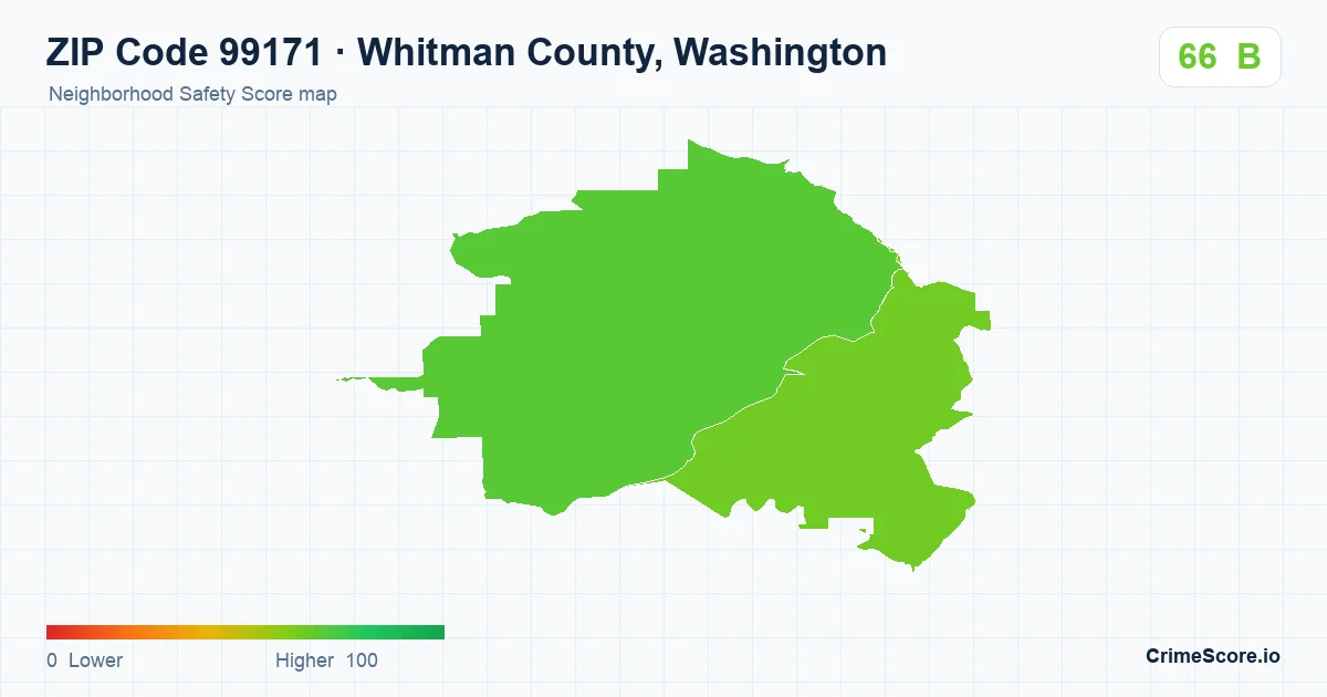 ZIP Code 99171 in Whitman County, Washington neighborhood Safety Score map