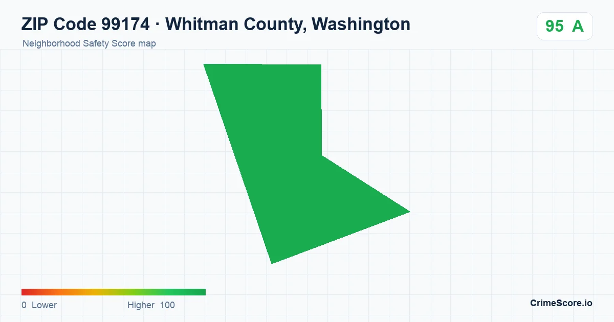 ZIP Code 99174 in Whitman County, Washington neighborhood Safety Score map