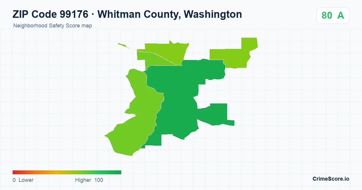 ZIP Code 99176 in Whitman County, Washington neighborhood Safety Score map
