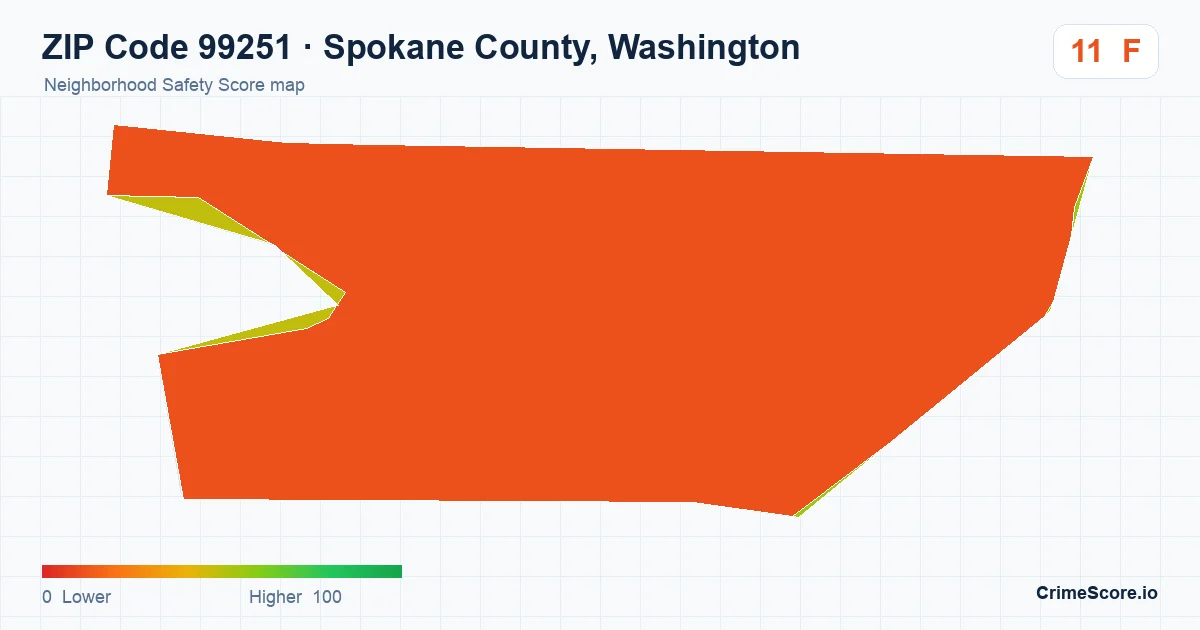 ZIP Code 99251 in Spokane County, Washington neighborhood Safety Score map