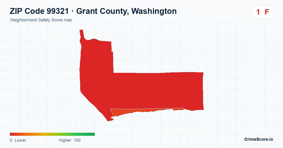 ZIP Code 99321 in Grant County, Washington neighborhood Safety Score map