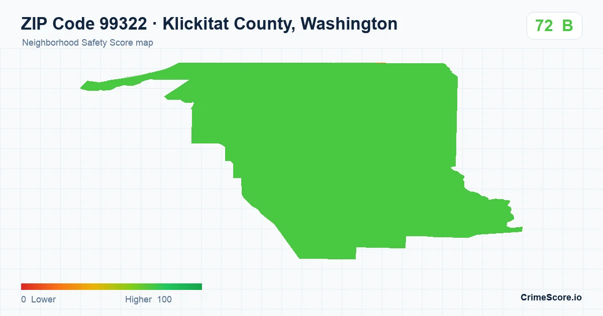 ZIP Code 99322 in Klickitat County, Washington neighborhood Safety Score map