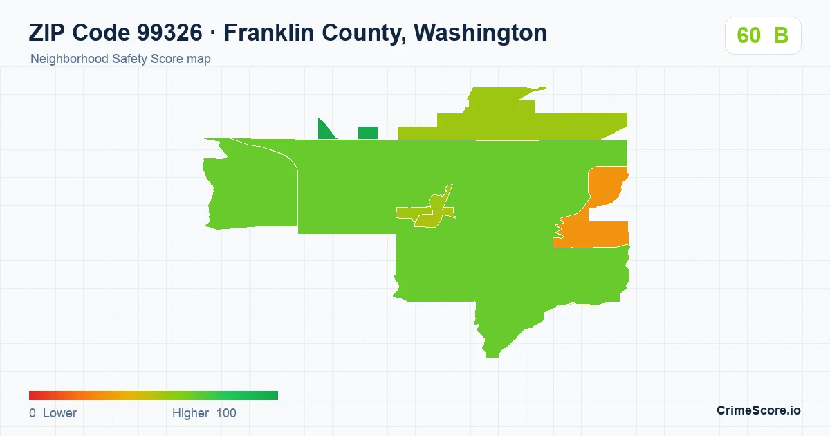ZIP Code 99326 in Franklin County, Washington neighborhood Safety Score map
