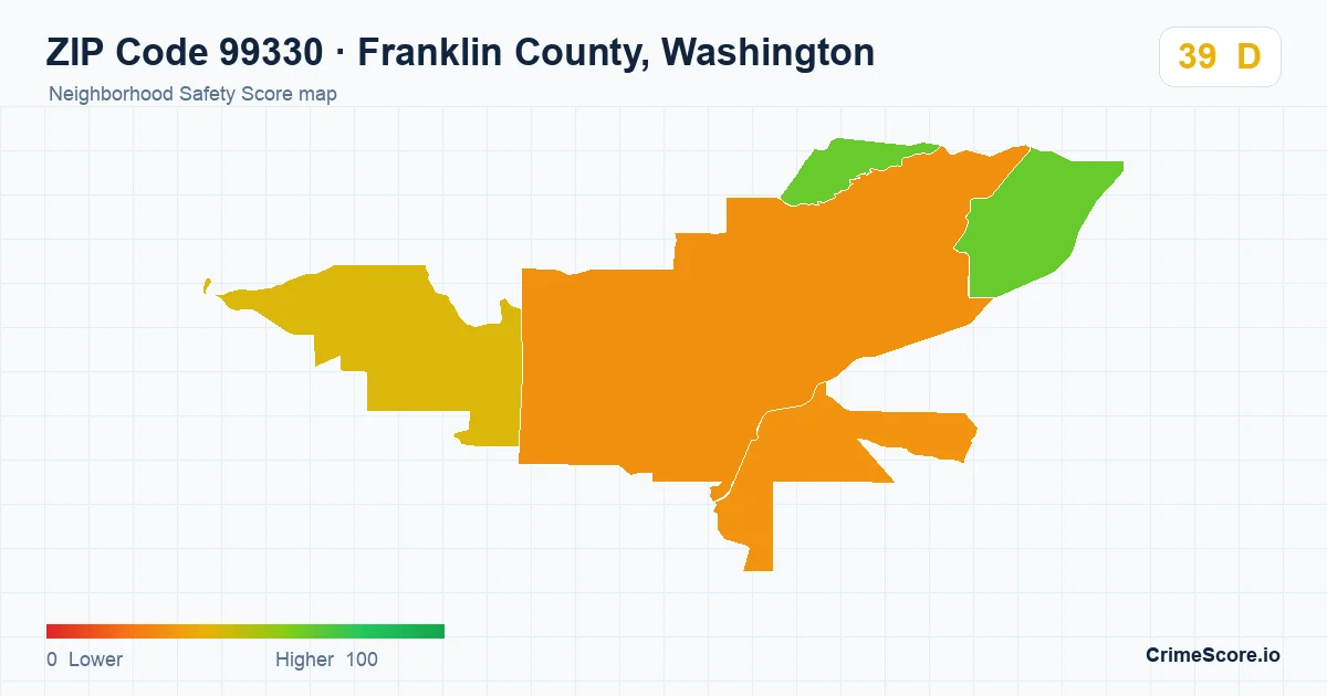 ZIP Code 99330 in Franklin County, Washington neighborhood Safety Score map