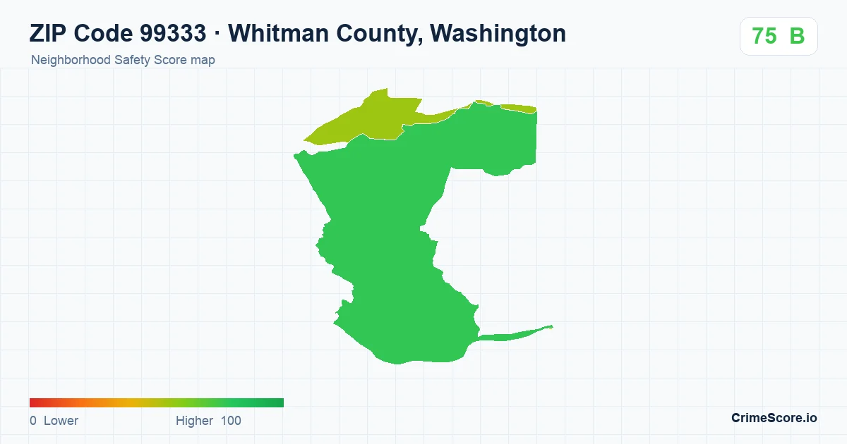 ZIP Code 99333 in Whitman County, Washington neighborhood Safety Score map