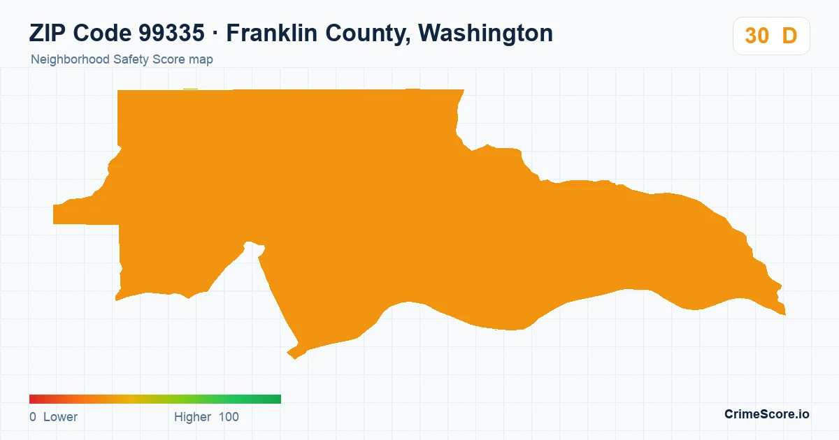 ZIP Code 99335 in Franklin County, Washington neighborhood Safety Score map