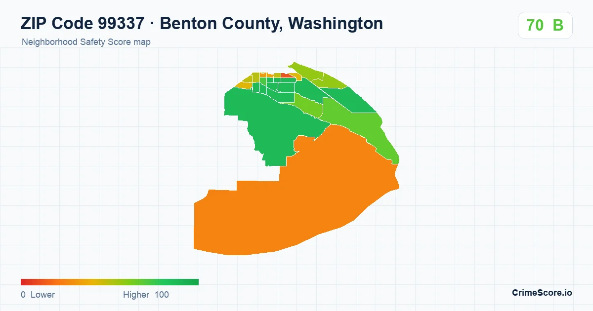 ZIP Code 99337 in Benton County, Washington neighborhood Safety Score map