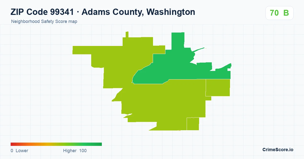 ZIP Code 99341 in Adams County, Washington neighborhood Safety Score map