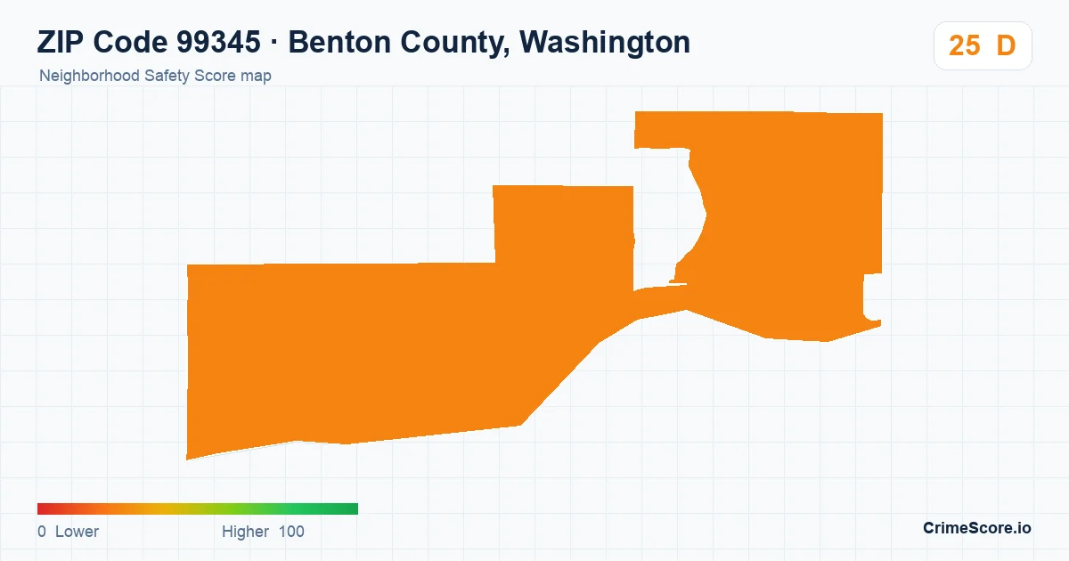 ZIP Code 99345 in Benton County, Washington neighborhood Safety Score map