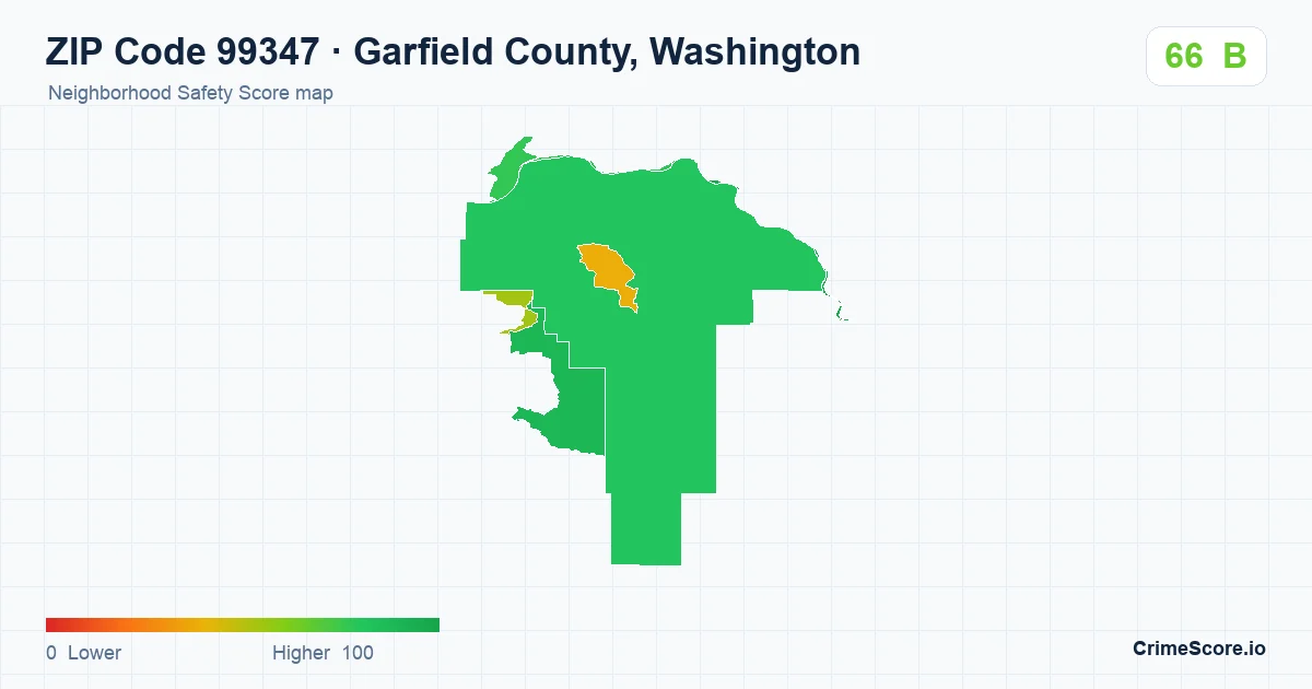 ZIP Code 99347 in Garfield County, Washington neighborhood Safety Score map