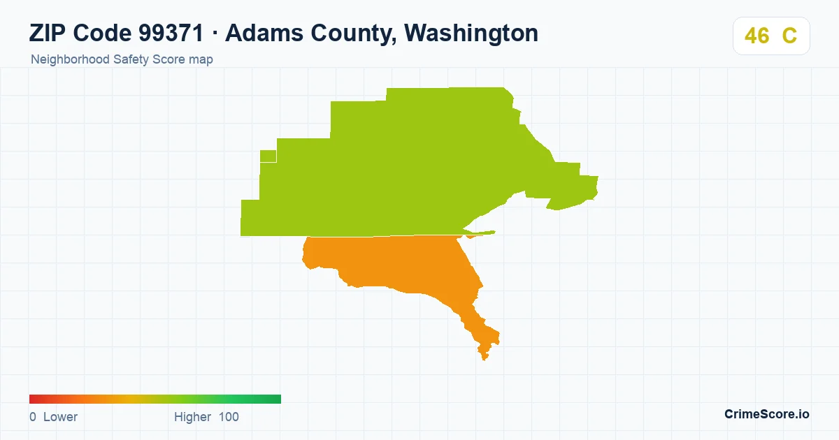 ZIP Code 99371 in Adams County, Washington neighborhood Safety Score map