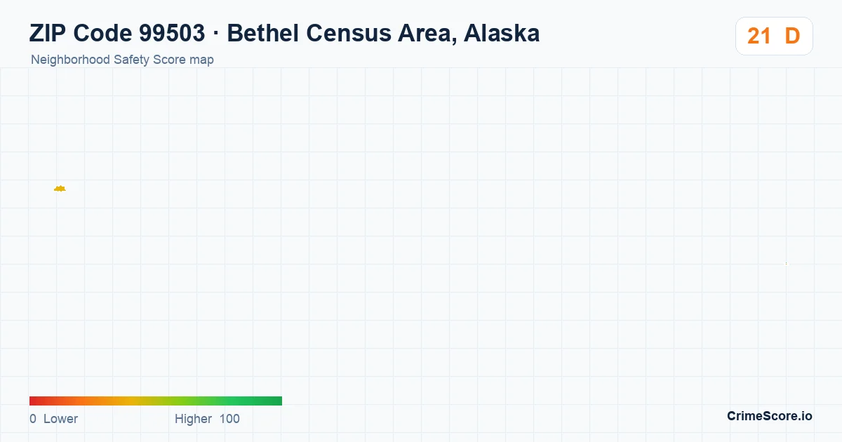 ZIP Code 99503 in Bethel Census Area, Alaska neighborhood Safety Score map