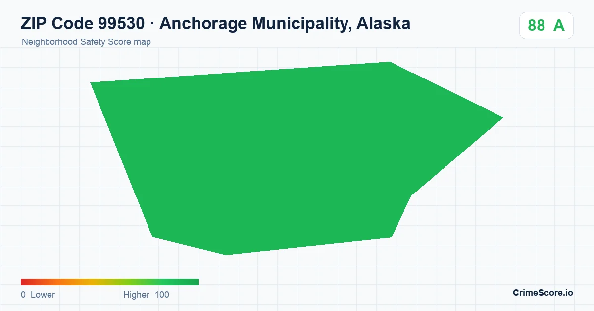 ZIP Code 99530 in Anchorage Municipality, Alaska neighborhood Safety Score map