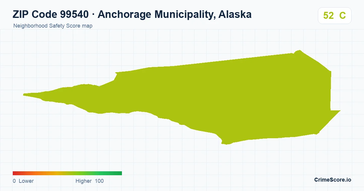 ZIP Code 99540 in Anchorage Municipality, Alaska neighborhood Safety Score map