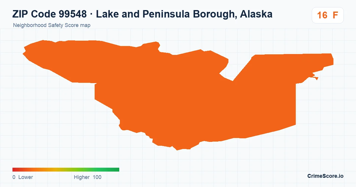 ZIP Code 99548 in Lake and Peninsula Borough, Alaska neighborhood Safety Score map