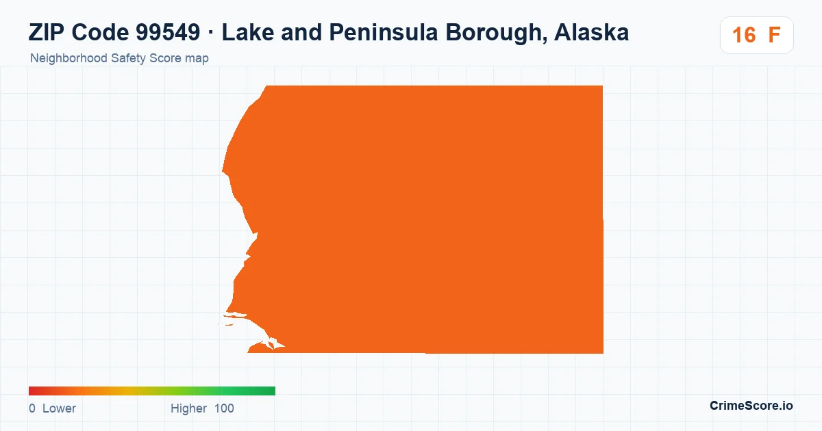 ZIP Code 99549 in Lake and Peninsula Borough, Alaska neighborhood Safety Score map
