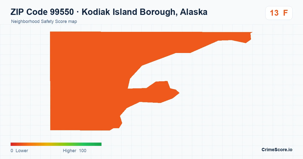 ZIP Code 99550 in Kodiak Island Borough, Alaska neighborhood Safety Score map