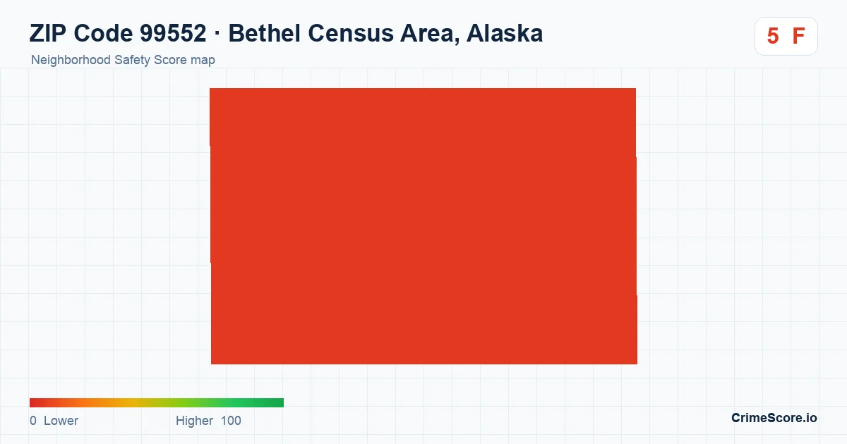 ZIP Code 99552 in Bethel Census Area, Alaska neighborhood Safety Score map