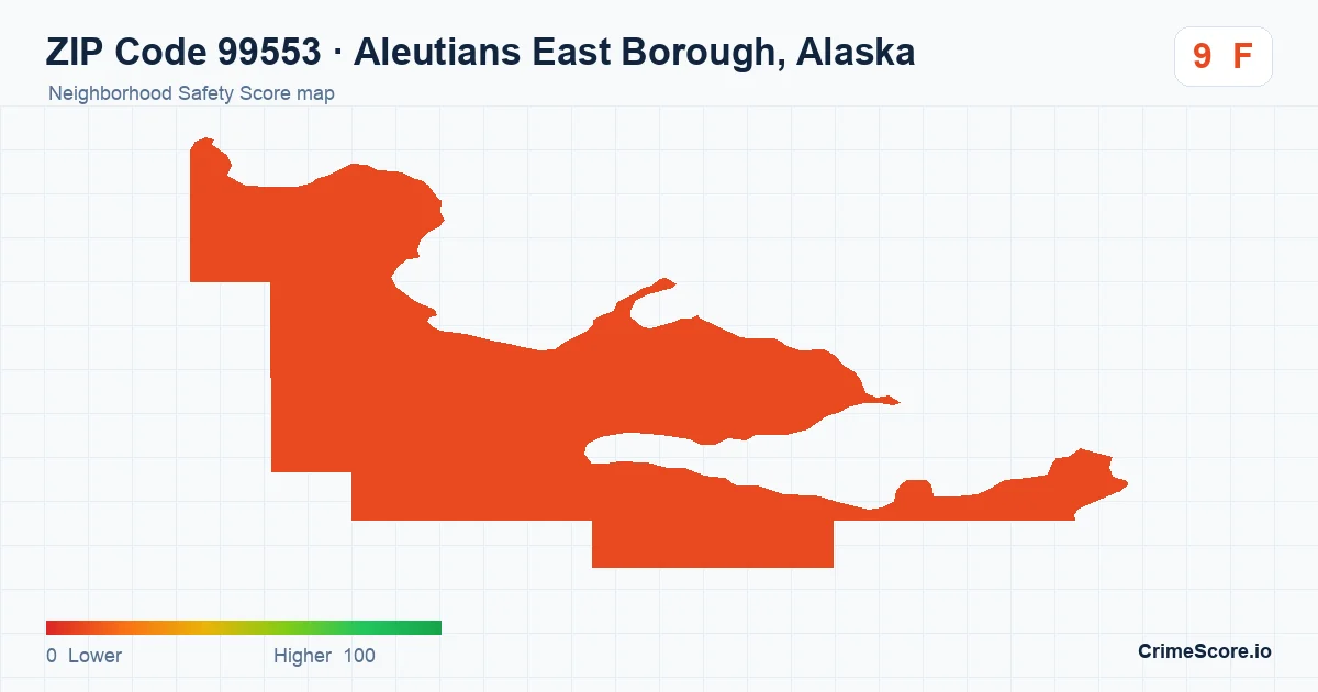 ZIP Code 99553 in Aleutians East Borough, Alaska neighborhood Safety Score map