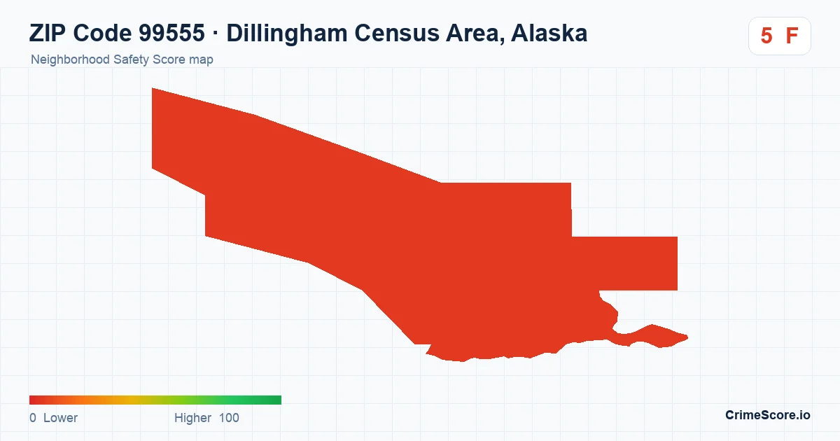 ZIP Code 99555 in Dillingham Census Area, Alaska neighborhood Safety Score map