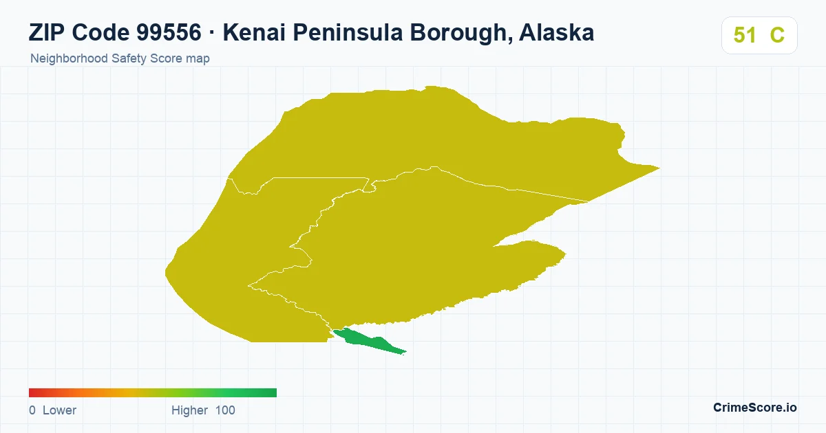 ZIP Code 99556 in Kenai Peninsula Borough, Alaska neighborhood Safety Score map