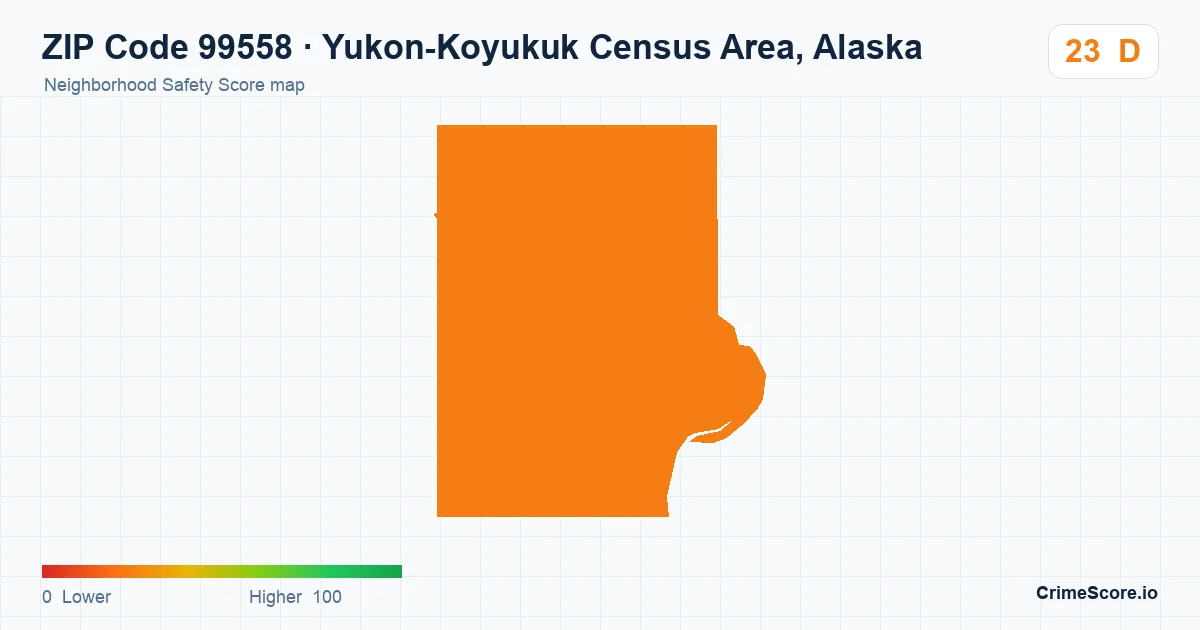 ZIP Code 99558 in Yukon-Koyukuk Census Area, Alaska neighborhood Safety Score map