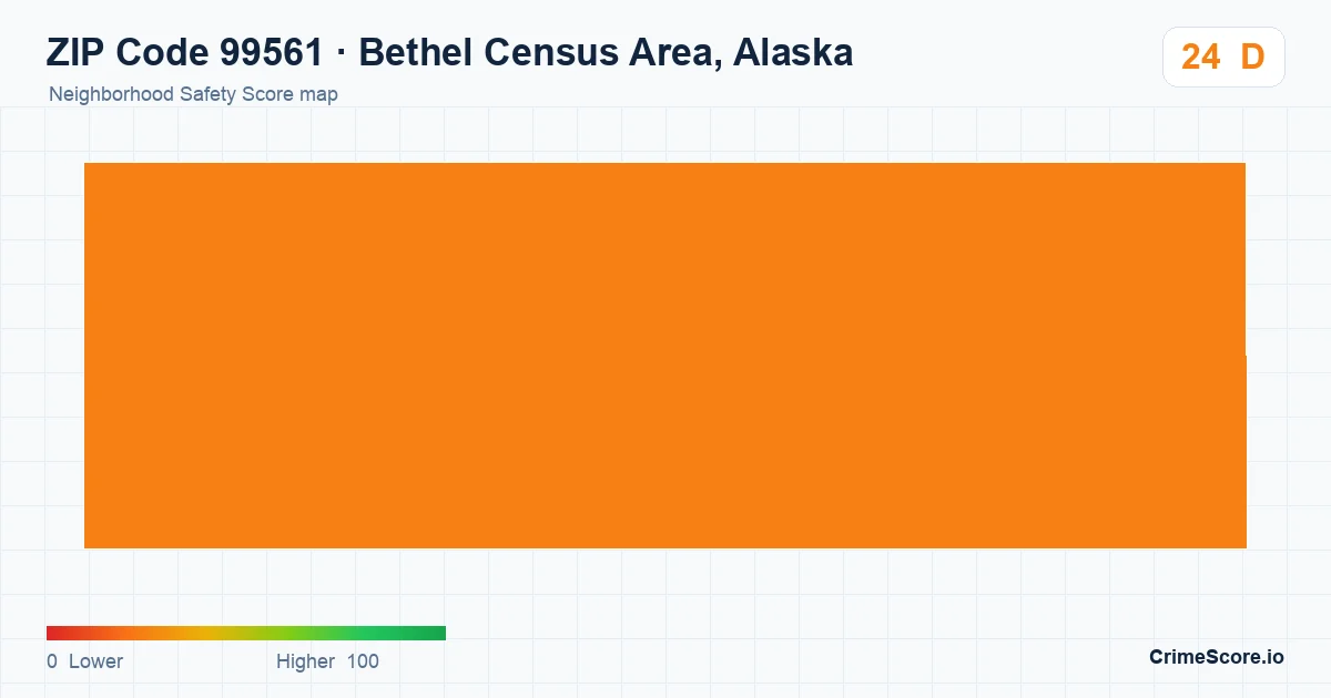 ZIP Code 99561 in Bethel Census Area, Alaska neighborhood Safety Score map