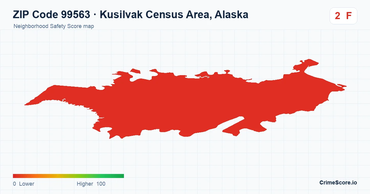 ZIP Code 99563 in Kusilvak Census Area, Alaska neighborhood Safety Score map