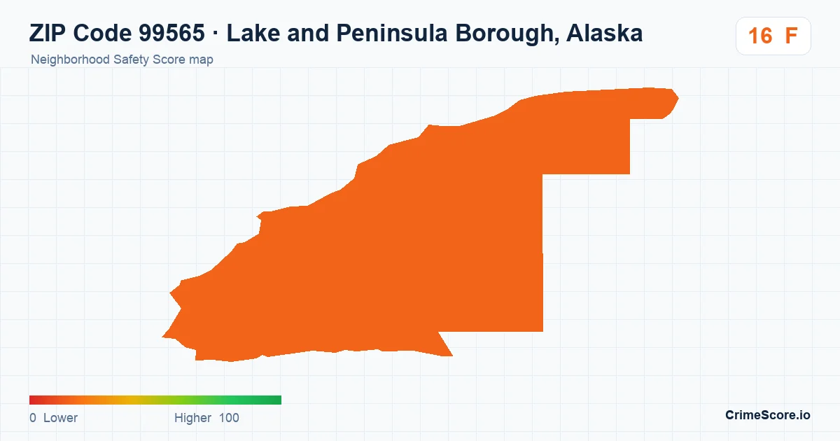 ZIP Code 99565 in Lake and Peninsula Borough, Alaska neighborhood Safety Score map