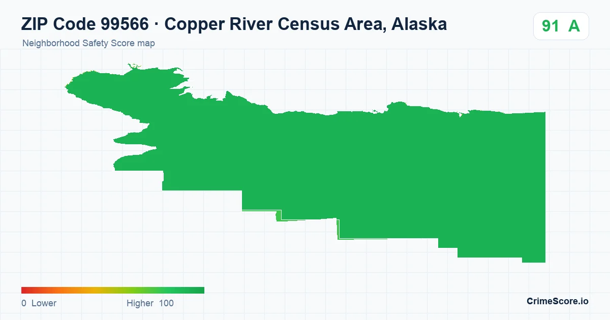 ZIP Code 99566 in Copper River Census Area, Alaska neighborhood Safety Score map